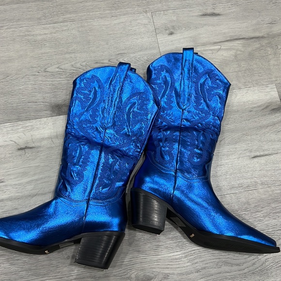 Bilini Danilo Cobalt Metallic Cowboy Boot - Picture 3 of 8
